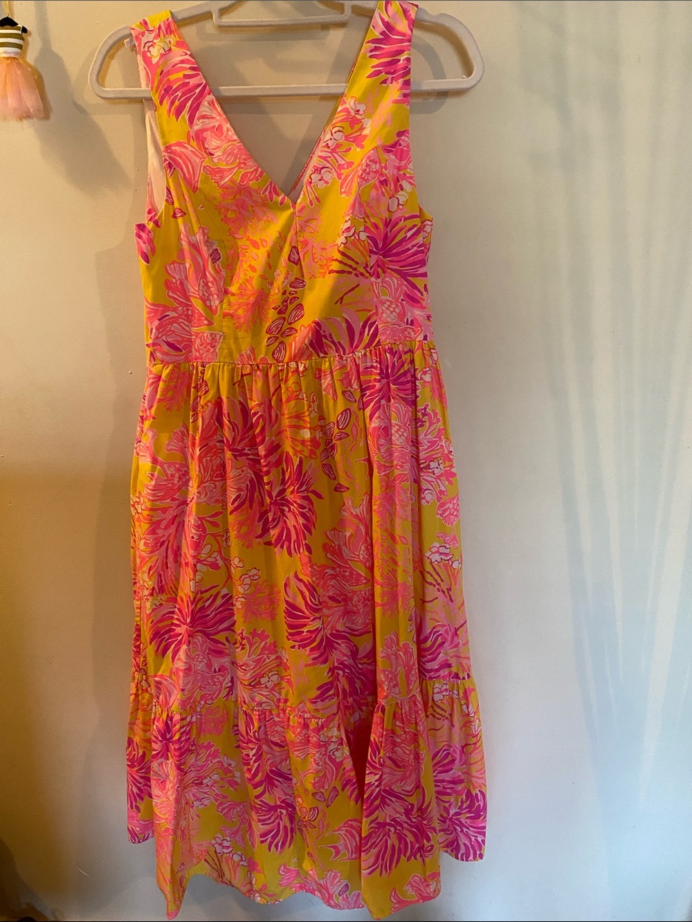 Lilly Pulitzer Bri Floral Midi Ruffled Hem Dress